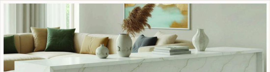 Calafia Materials showroom styling with quartz surfaces